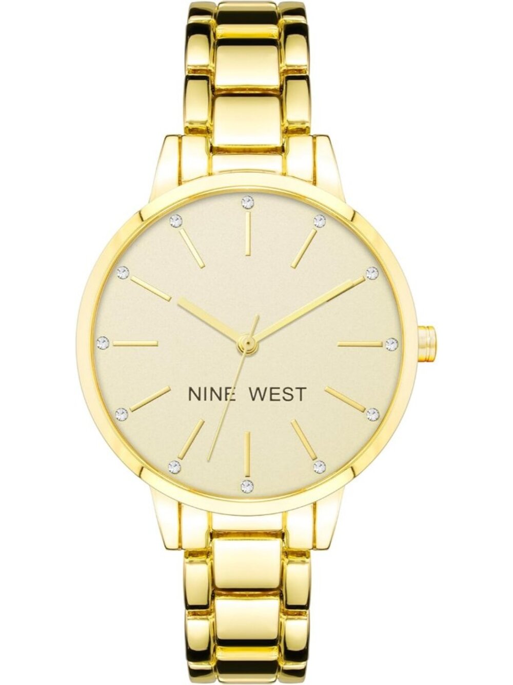 Women's All Gold Analog Quartz Crystal Accented Bracelet Round Classic Watch